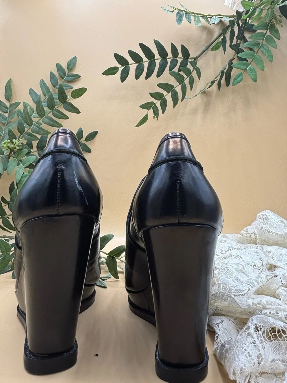 Sam Edelman Classic Black Leather Slip-On Platform Loafers